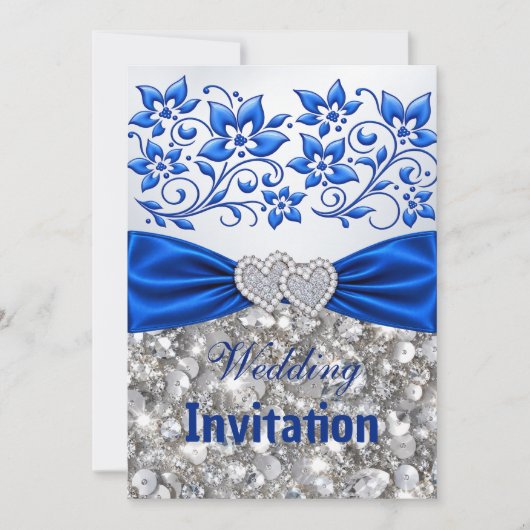 Faire-part de mariage Navy Bow Silver Diamond (Devant)