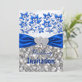 Faire-part de mariage Navy Bow Silver Diamond (Debout devant)