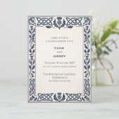 Faire-part de mariage Navy Celtic Thistle (Debout devant)