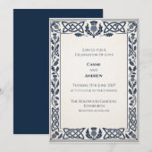 Faire-part de mariage Navy Celtic Thistle (Devant / Derrière)