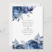 Faire-part de mariage Navy et Blanc avec Feuille d (Devant)