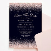Faire-part de mariage Navy et Rose Gold Confetti