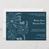 Faire-part de mariage Navy Gerber Daisy (Devant)