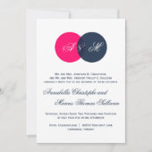 Faire-part de mariage Navy & Hot Pink Twin Monogra (Devant)