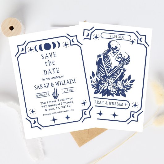 Faire-part de mariage Navy tarot Goth date de sauv