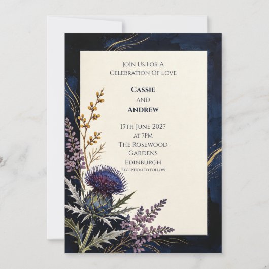 Faire-part de mariage Navy Thistle Copper (Devant)