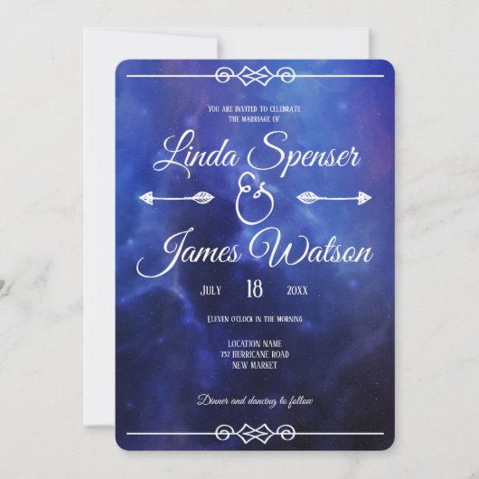 Faire-part de mariage Nebula bleue (Devant)