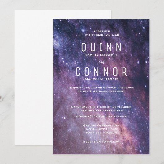 Faire-part de mariage Nébuleuse Espace Cosmos (Devant / Derrière)