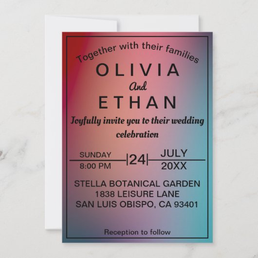 Faire-part de mariage néon moderne et élégant (Devant)