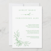 Faire-part de mariage neutre à fleurs vertes (Devant)