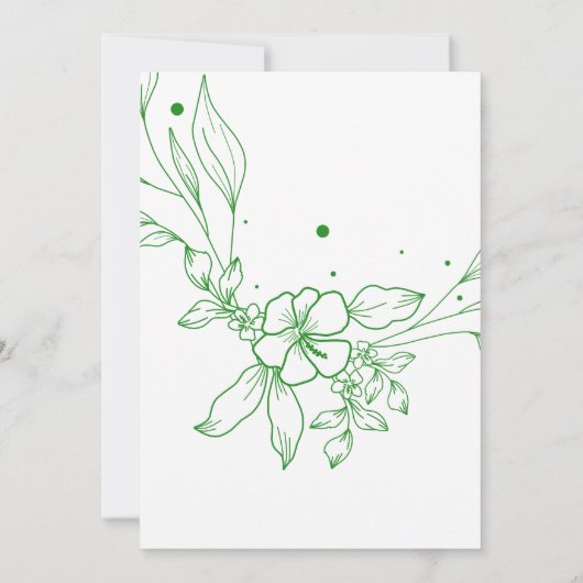 Faire-part de mariage neutre à fleurs vertes (Dos)