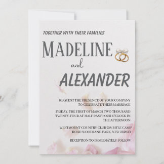 Faire-part de mariage neutre avec invitation à la 