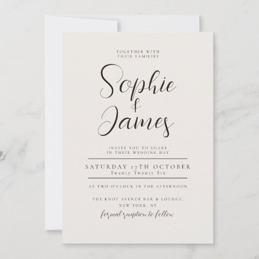 Faire-part de mariage neutre minimaliste (Devant)