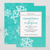 Faire-part de mariage Noël Flocons de turquoise (Devant / Derrière)