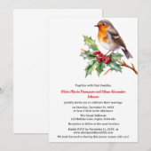 Faire-part de mariage Noël Robin aquarelle (Devant / Derrière)