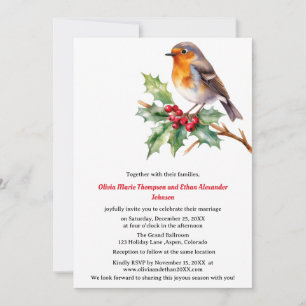 Faire-part de mariage Noël Robin aquarelle