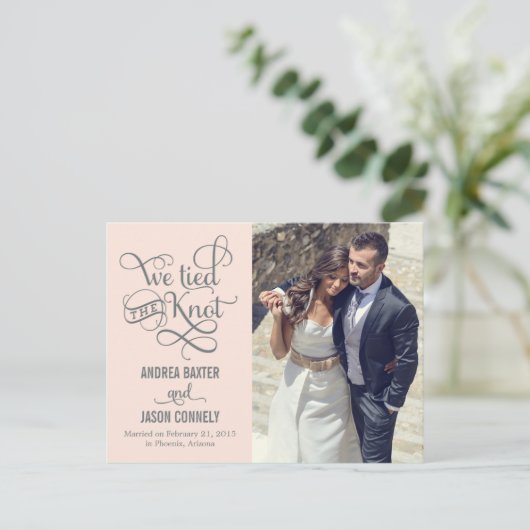 Faire-Part de Mariage Nœud Précieux - Pêche Clair (Debout devant)