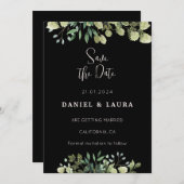 Faire-part de mariage noir (Devant / Derrière)