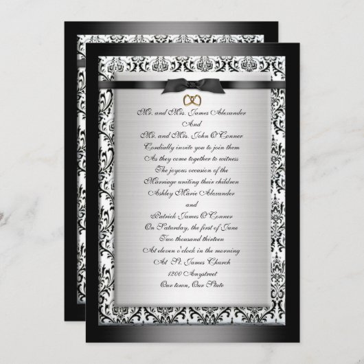 Faire-part de mariage noir (Devant / Derrière)