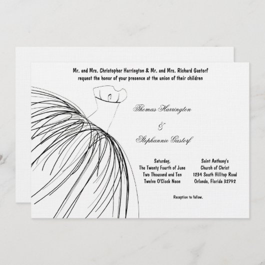 Faire-part de mariage noir 7x5 (Devant / Derrière)