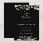 Faire-part de mariage noir à sauver la date (Devant / Derrière)