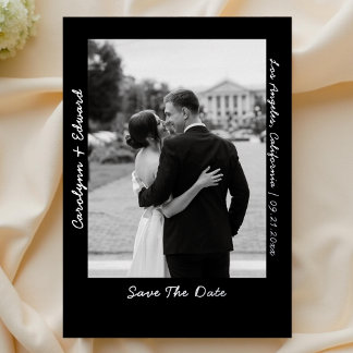 Faire-part de mariage noir argent manuscrit Save t