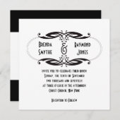 Faire-part de mariage noir Art déco| Initiales (Devant / Derrière)