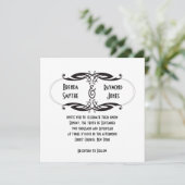 Faire-part de mariage noir Art déco| Initiales (Debout devant)