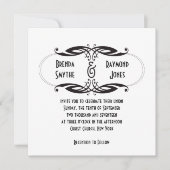 Faire-part de mariage noir Art déco| Initiales (Devant)