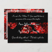 Faire-part de mariage noir avec arbre feutré rouge (Devant / Derrière)