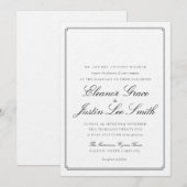 Faire-part de mariage noir avec espace pour monogr (Devant / Derrière)