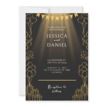Faire-part de mariage noir avec guirlande de proje