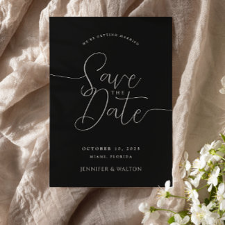Faire-part de mariage noir avec noms personnalisés
