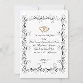 Faire-part de mariage noir blanc Damask (Dos)