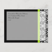 Faire-part de mariage Noir/Blanc Damassé Vert Char (Dos)