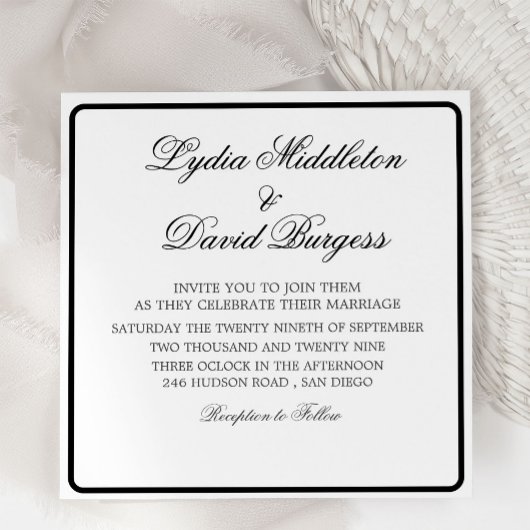 Faire-part de mariage noir blanc élégant monogramm