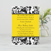 Faire-part de mariage noir, blanc, et jaune (Debout devant)