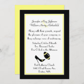 Faire-part de mariage noir, blanc, et jaune du (Devant / Derrière)