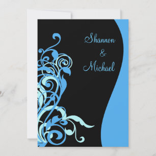 Faire-part de mariage noir bleu tourbillon