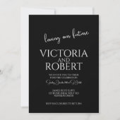 Faire-part de mariage noir citation de script mode (Devant)