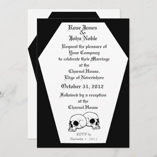 Faire-part de mariage (noir) de cercueil (Devant / Derrière)