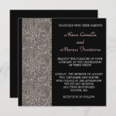 Faire-part de mariage noir de Paisley (Devant / Derrière)