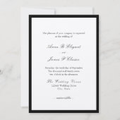 Faire-part de mariage noir de script classique (Devant)