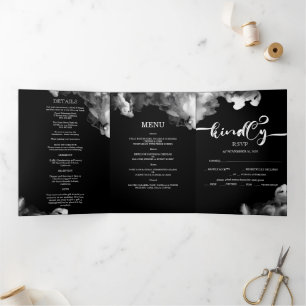 Faire-part de mariage noir élégant/menu/rsvp.