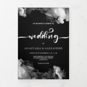 Faire-part de mariage noir élégant/menu/rsvp. (Page de couverture)