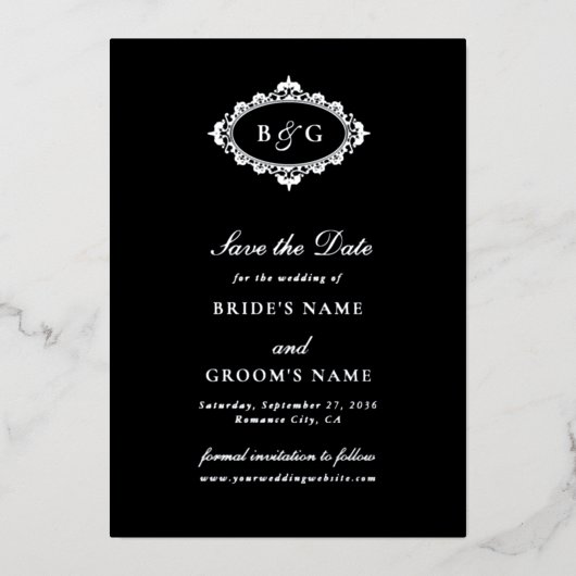 Faire-part de mariage noir en véritable feuille d' (Recto)