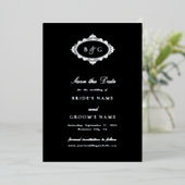 Faire-part de mariage noir en véritable feuille d' (Debout devant)