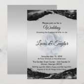 Faire-part de mariage noir et argent (Devant / Derrière)