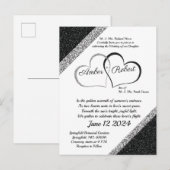 Faire-part de mariage noir et argent avec poème su (Devant / Derrière)