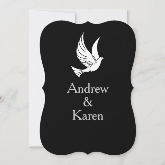 Faire-part de mariage noir et argent de Dove (Devant)
